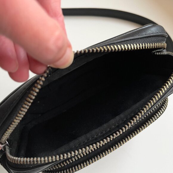 Restored Coach Mini Edge Double Pouch Crossbody Bag in Smooth Black Leather - Picture 8 of 12